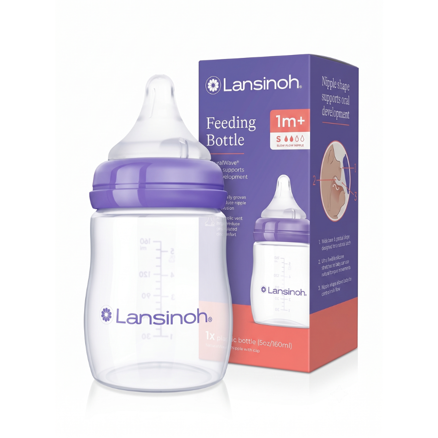 Mamadeira Lansinoh 160ml Anticólica com Bico NaturalWave® Fluxo Lento
