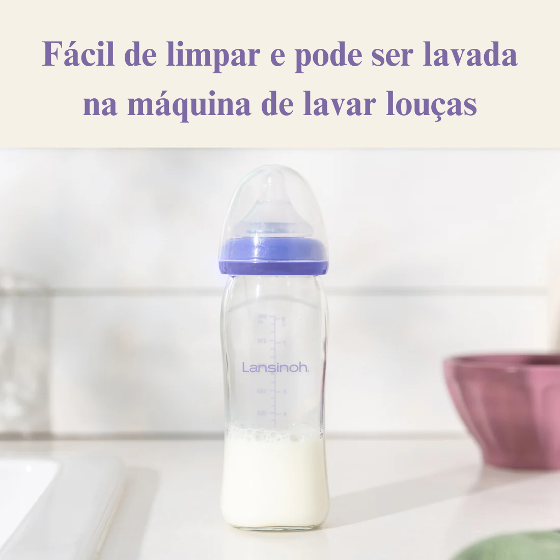 Mamadeira de Vidro 240ml Lansinoh com Bico NaturalWave® - Anticólica - Imagem 6